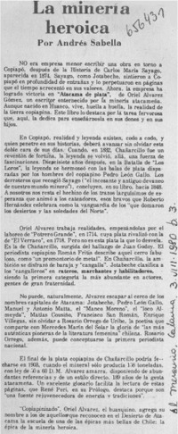 La minería heroica  [artículo] Andrés Sabella.