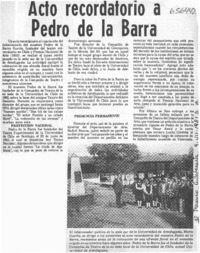 Acto recordatorio a Pedro de la Barra.  [artículo]