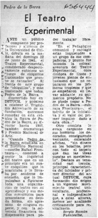El teatro experimental  [artículo] Sergio Ramón Fuentealba.