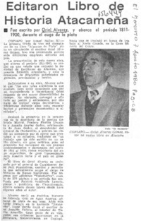 Editaron libro de historia atacameña.  [artículo]