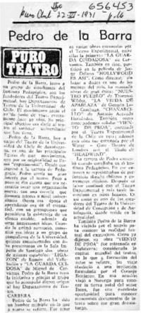 Pedro de la Barra.  [artículo]
