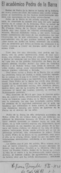 El académico Pedro de la Barra.  [artículo]