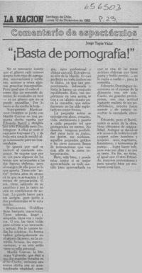 Basta de pornografía!  [artículo] Jorge Tapia Vidal.