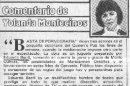 Basta de pornografía  [artículo] Yolanda Montecinos.