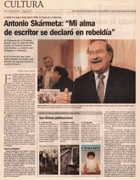 Antonio Skármeta: "Mi alma de escritor se declaró en rebeldía"
