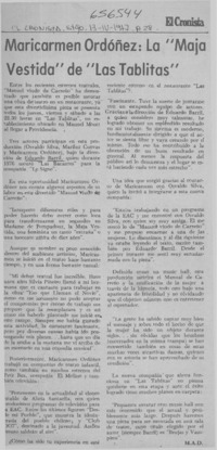 Maricarmen Ordóñez, la "maja vestida" de "Las tablitas"  [artículo] M. A. D.