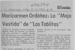 Maricarmen Ordóñez, la "maja vestida" de "Las tablitas"  [artículo] M. A. D.