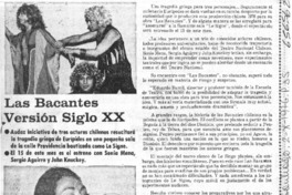 Las bacantes versión siglo XX.  [artículo]