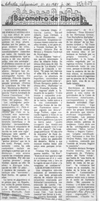Nueva antología de poesía castellana  [artículo] Claudio Solar.