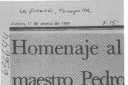 Homenaje al maestro Pedro de la Barra.  [artículo]