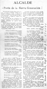 Francisco Javier Alcalde,poeta de la nueva generación  [artículo] Augusto César Roa