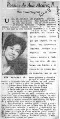 Poesías de Ana alvarez N.  [artículo] José Cequiel.