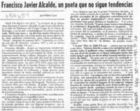 Francisco Javier Alcalde, un poeta que no sigue tendencias  [artículo] Pablo Cassi.