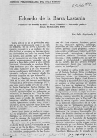 Eduardo de la Barra Lastarria  [artículo] Julio Sepúlveda R.