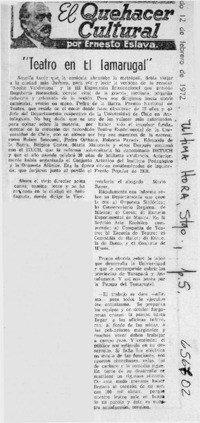 "Teatro en El Tamarugal"  [artículo] Ernesto Eslava.