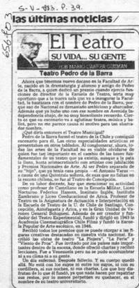 Teatro Pedro de la Barra  [artículo] Mario Cánepa Guzmán.