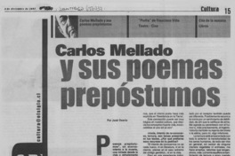 Carlos Mellado y sus poemas prepóstumos