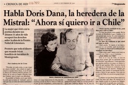 Habla Doris Dana, la heredera de la Mistral, "Ahora si quiero ir a Chile"