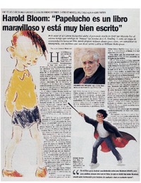 Harold Bloom, Papelucho es un libro maravilloso y está muy bien escrito