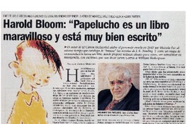 Harold Bloom, Papelucho es un libro maravilloso y está muy bien escrito