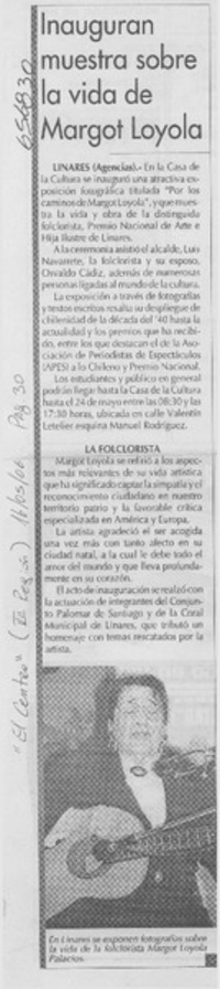 Inauguran muestra sobre la vida de Margot Loyola.