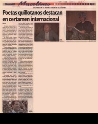 Poetas quillotanos destacan en certamen internacional.