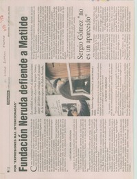 Fundación Neruda defiende a Matilde.