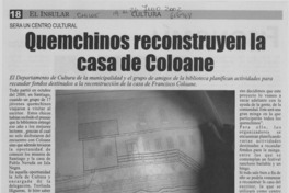 Quemchinos reconstruyen la casa de Coloane.