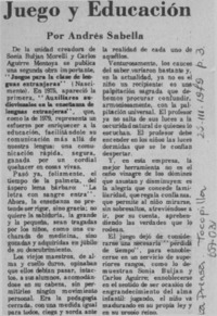 Juego y educación  [artículo] Andrés Sabella.