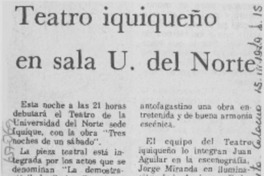 Teatro iquiqueño en sala U. del Norte.