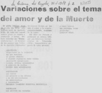 Variaciones sobre el tema del amor y de la muerte.