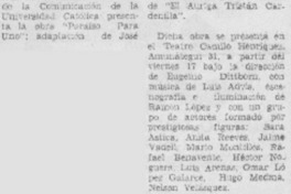 "Paraíso para uno" en sala "Camilo Henríquez".