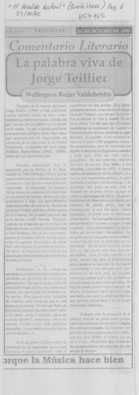La palabra viva de Jorge Teillier : [comentario]