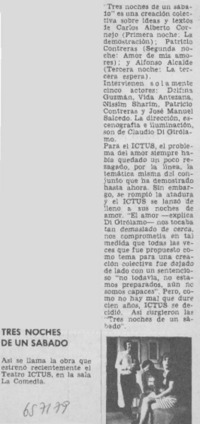 Tres noches de un sábado.