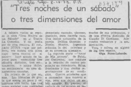 "Tres noches de un sábado" o tres dimensiones del amor