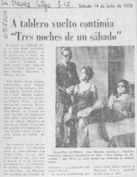 A tablero vuelto continúa "Tres noches de un sábado".