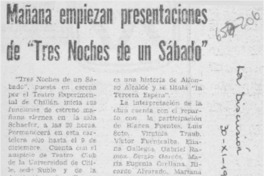 Mañana empiezan presentaciones de "Tres noches de un sábado".