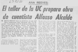 El Taller de la UC prepara obra de cuentista Alfonso Alcalde.