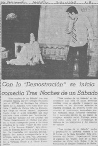 Con la "demostración" se inicia comedia tres noches de un sábado.