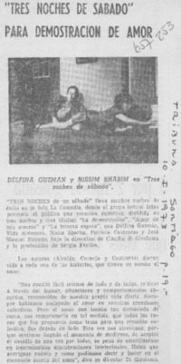 "Tres noches de un sábado" para demostración de amor.
