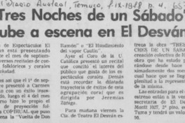 "Tres noches para un sábado" sube a escena en El Desván.