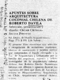 Apuntes sobre arquitectura colonial chilena.  [artículo]