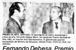 Fernando Debesa, premio nacional de arte.  [artículo]