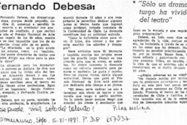 ¿Se puede vivir sólo del talento?, Fernando Debesa  [artículo] Pilar Molina.
