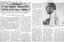 En 1.as jornadas universitarias folklore toma rango académico  [artículo] Italo Passalacqua.