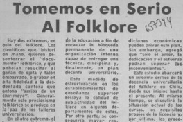 Tomemos en serio al folklore.  [artículo]