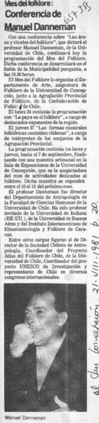 Conferencia de Manuel Danneman.  [artículo]