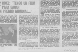 Coke, "tengo un film para ganar un premio mundial".