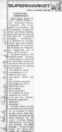 Tiempo de gorriones  [artículo] Claudio Solar.