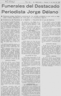Funerales del destacado periodista Jorge Délano.